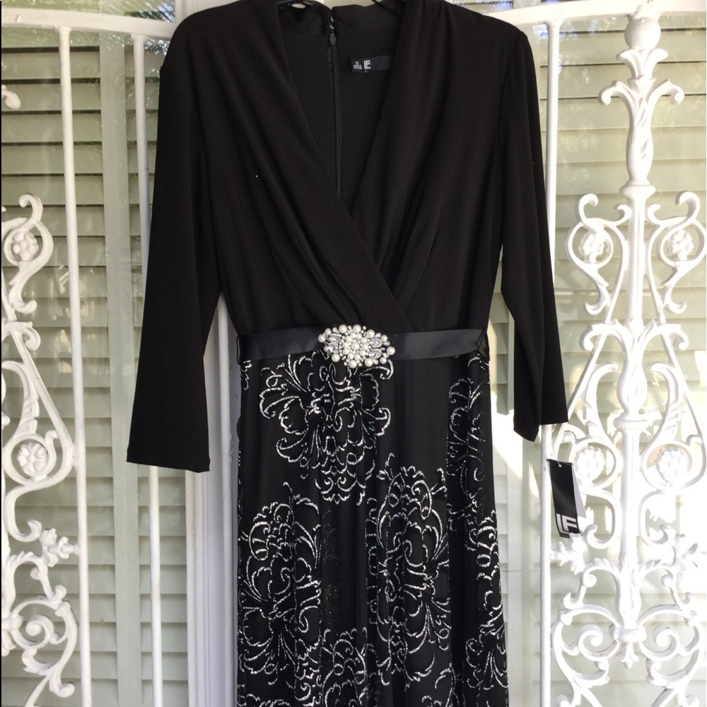 Shimmery Leslie Fay Black Gown Dress - NEW